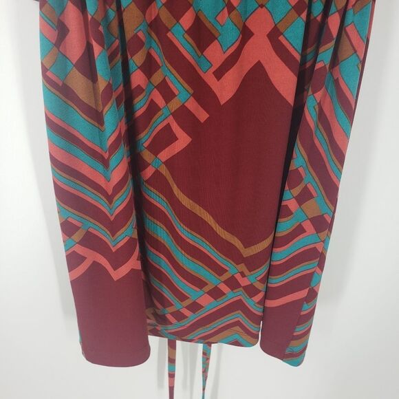 JESSICA SIMPSON wine red with teal dress - Picture 3 of 6